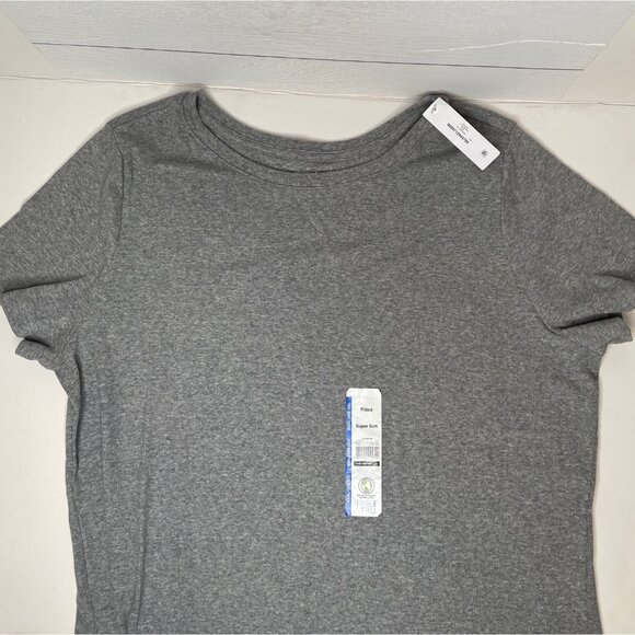 Time & Tru Gray Fitted Soft Ribbed Tshirt Crewneck Womens 3XL XXXL 22 - Picture 1 of 5